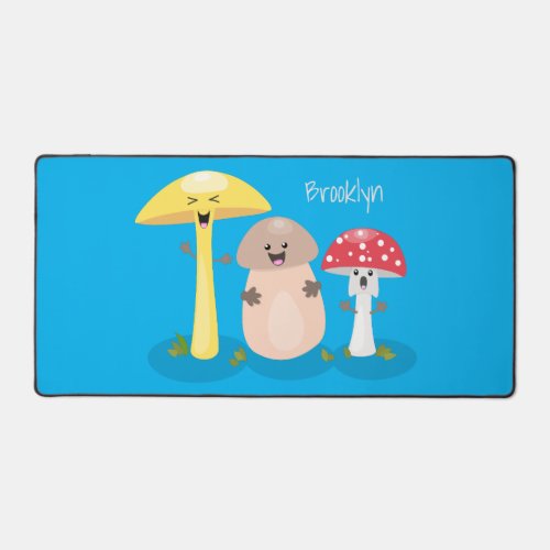 Cute kawaii mushroom fungi toadstool desk mat