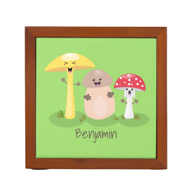 Cute kawaii mushroom fungi toadstool desk organizer (Front)