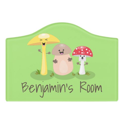 Cute kawaii mushroom fungi toadstool door sign