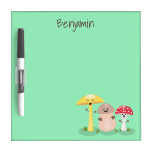 Cute kawaii mushroom fungi toadstool dry erase board