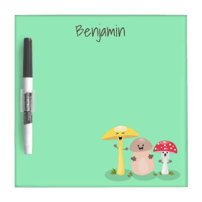 Cute kawaii mushroom fungi toadstool dry erase board (Front)