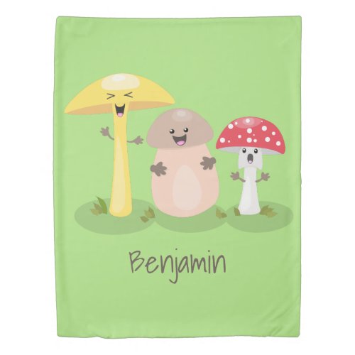 Cute kawaii mushroom fungi toadstool duvet cover