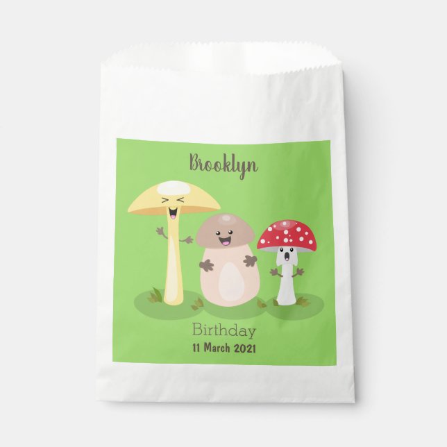 Cute kawaii mushroom fungi toadstool favor bag (Front)