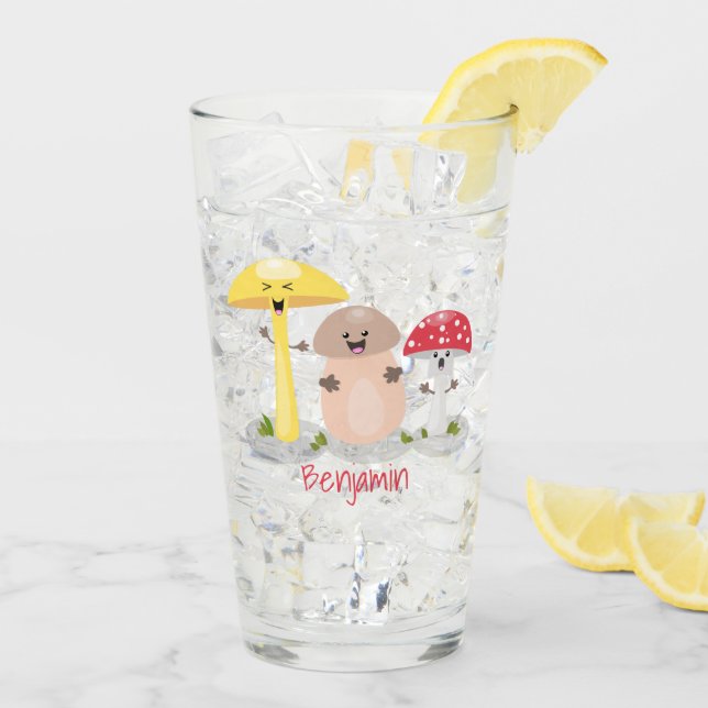 Cute kawaii mushroom fungi toadstool glass (Back Ice)