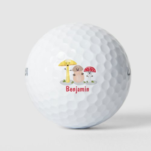 Cute kawaii mushroom fungi toadstool golf balls