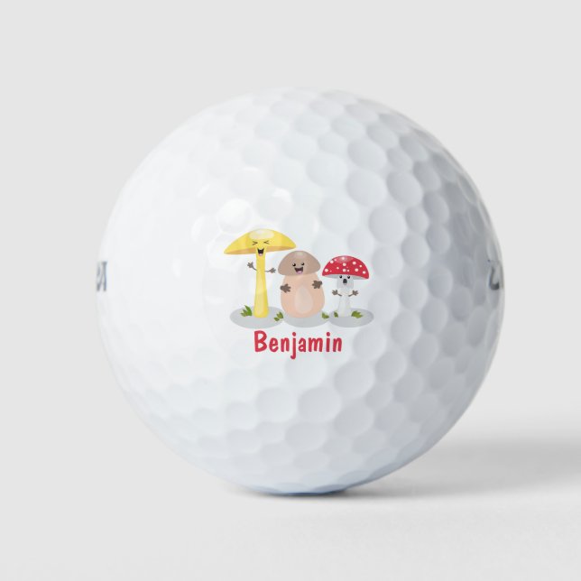 Cute kawaii mushroom fungi toadstool golf balls (Front)