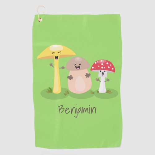 Cute kawaii mushroom fungi toadstool  golf towel