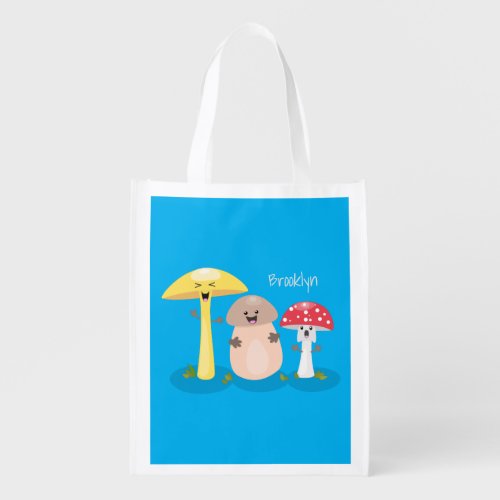 Cute kawaii mushroom fungi toadstool grocery bag