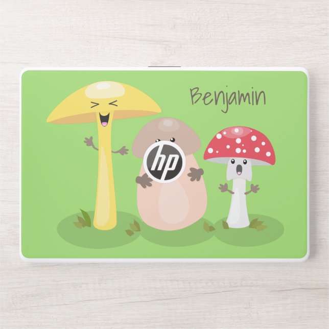 Cute kawaii mushroom fungi toadstool HP laptop skin (Front)