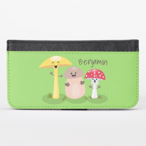 Cute kawaii mushroom fungi toadstool iPhone x wallet case