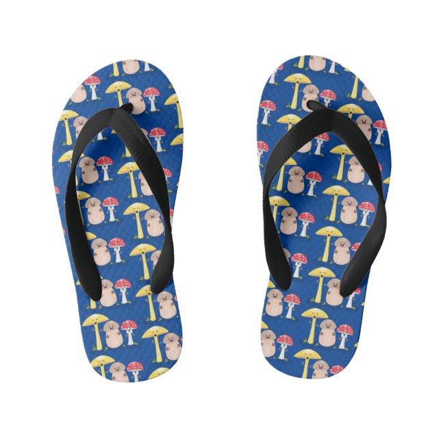Cute kawaii mushroom fungi toadstool kid's flip flops (Footbed)