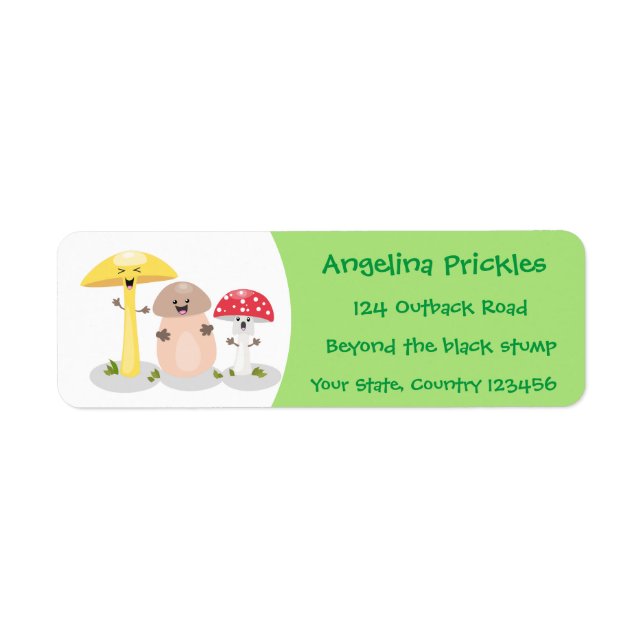 Cute kawaii mushroom fungi toadstool label (Front)