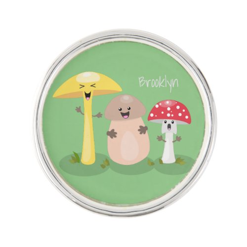 Cute kawaii mushroom fungi toadstool lapel pin