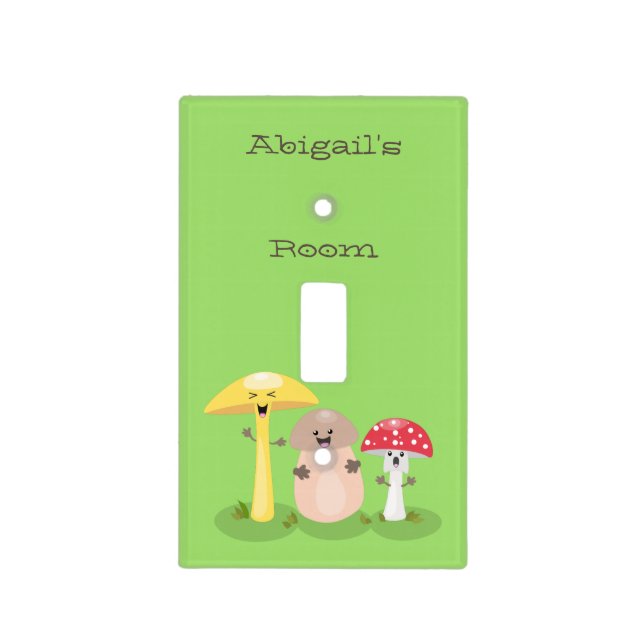 Cute kawaii mushroom fungi toadstool  light switch cover (Front)
