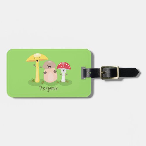 Cute kawaii mushroom fungi toadstool luggage tag