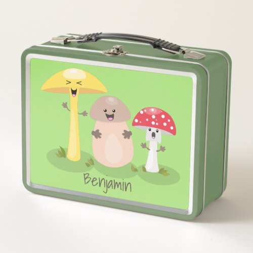 Cute kawaii mushroom fungi toadstool metal lunch box