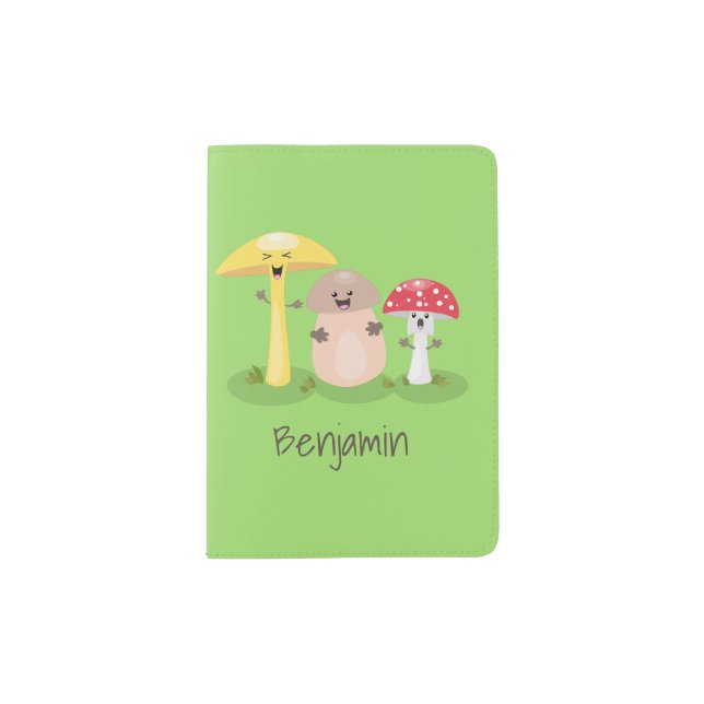 Cute kawaii mushroom fungi toadstool passport holder (Front)
