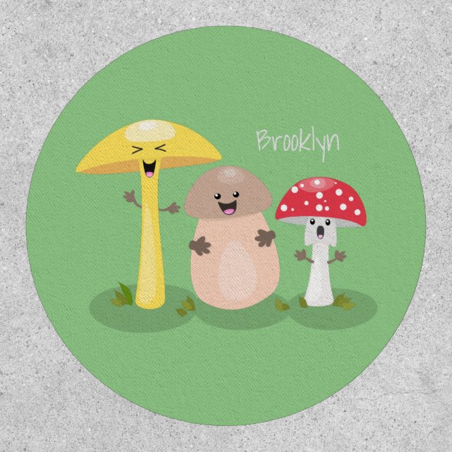 Cute kawaii mushroom fungi toadstool patch (Front)