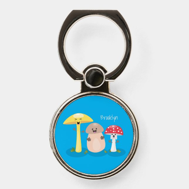 Cute kawaii mushroom fungi toadstool phone ring stand (Front)