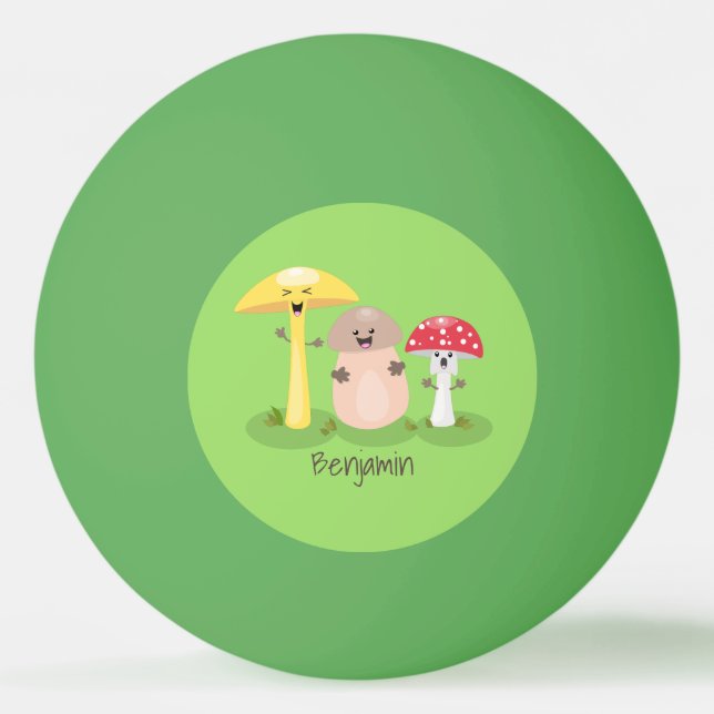 Cute kawaii mushroom fungi toadstool ping pong ball (Front)