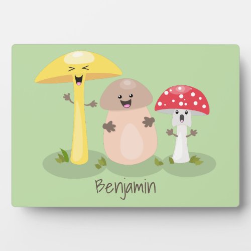 Cute kawaii mushroom fungi toadstool plaque