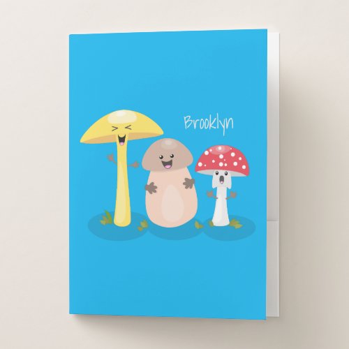 Cute kawaii mushroom fungi toadstool pocket folder