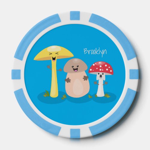 Cute kawaii mushroom fungi toadstool poker chips