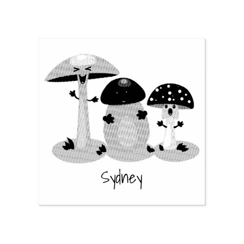 Cute kawaii mushroom fungi toadstool rubber stamp