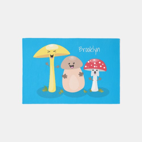 Cute kawaii mushroom fungi toadstool rug