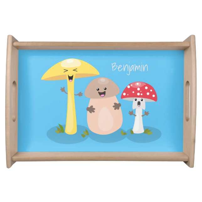 Cute kawaii mushroom fungi toadstool serving tray (Front)