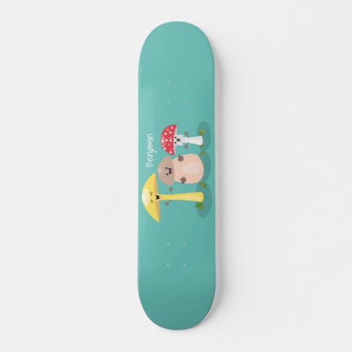 Cute kawaii mushroom fungi toadstool skateboard