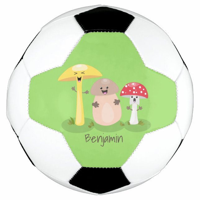 Cute kawaii mushroom fungi toadstool soccer ball (Front)