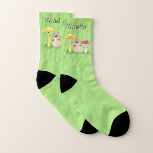 Cute kawaii mushroom fungi toadstool socks