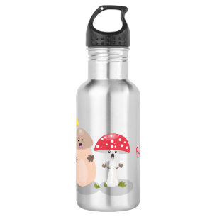 Cute kawaii mushroom fungi toadstool stainless steel water bottle