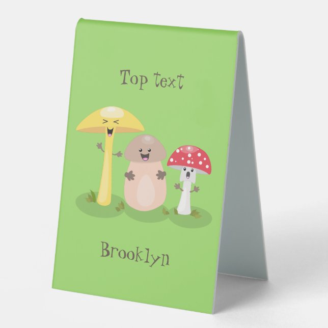 Cute kawaii mushroom fungi toadstool table tent (Front)