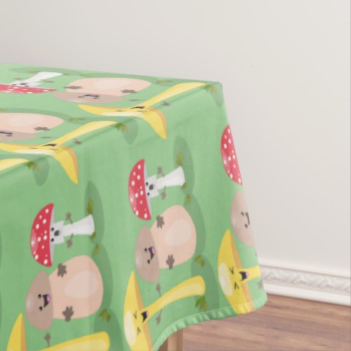 Cute kawaii mushroom fungi toadstool tablecloth