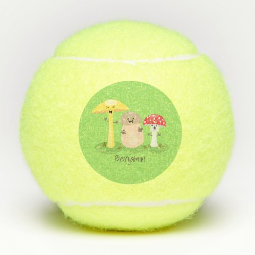 Cute kawaii mushroom fungi toadstool tennis balls