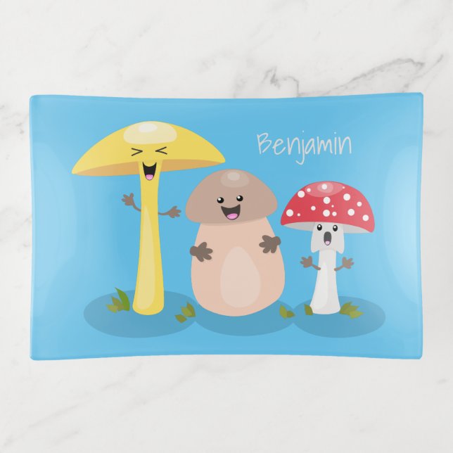 Cute kawaii mushroom fungi toadstool trinket tray (Front)