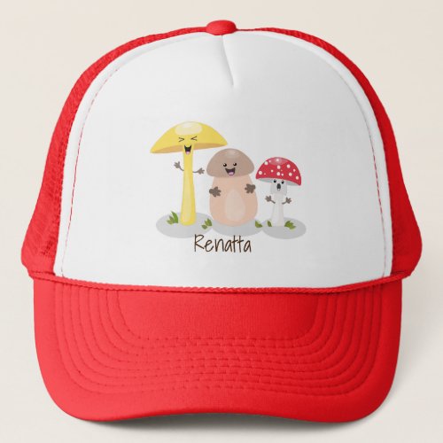 Cute kawaii mushroom fungi toadstool trucker hat