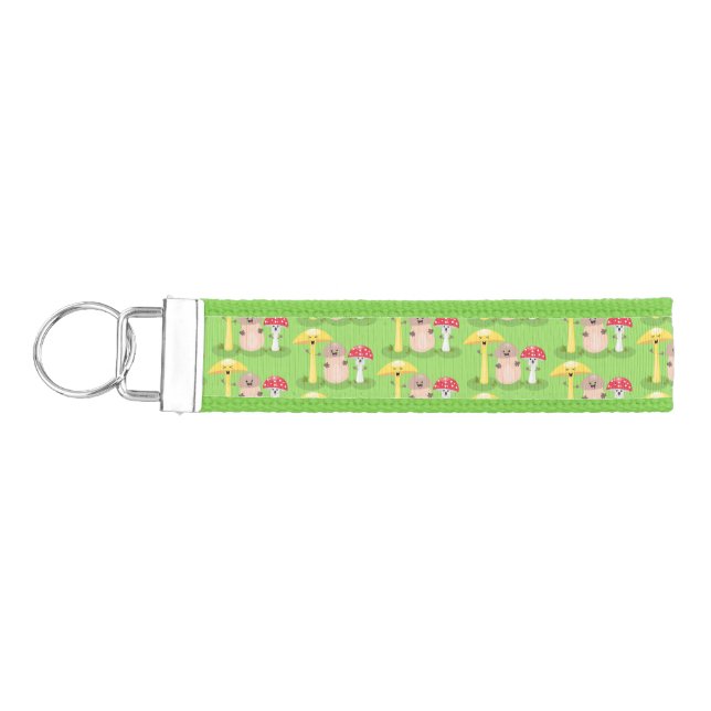 Cute kawaii mushroom fungi toadstool wrist keychain (Keys on Left)