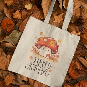 Cute kawaii Mushroom Hello Autumn Tote Bag