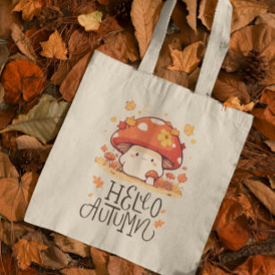 Cute kawaii Mushroom Hello Autumn  Tote Bag