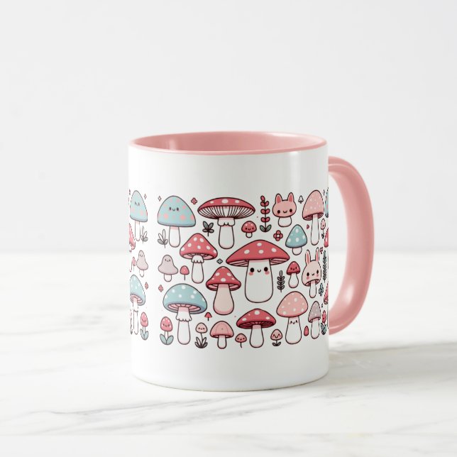 Cute Kawaii Mushroom Mug (Front Right)