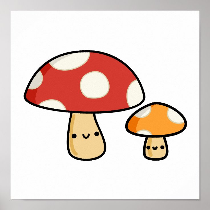 Cute Kawaii Mushroom Poster | Zazzle