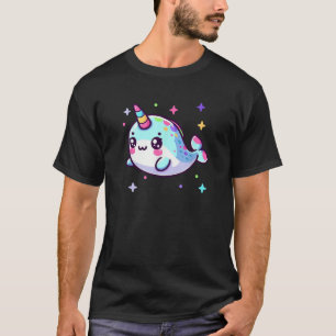 Cute Kawaii Narwhal Blue Pink Anime Sea Critter Fu T-Shirt