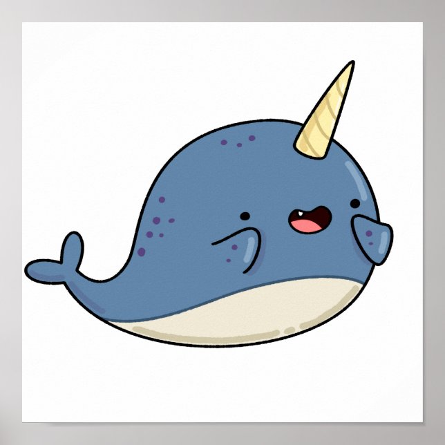 Cute Kawaii Narwhal Poster (Front)