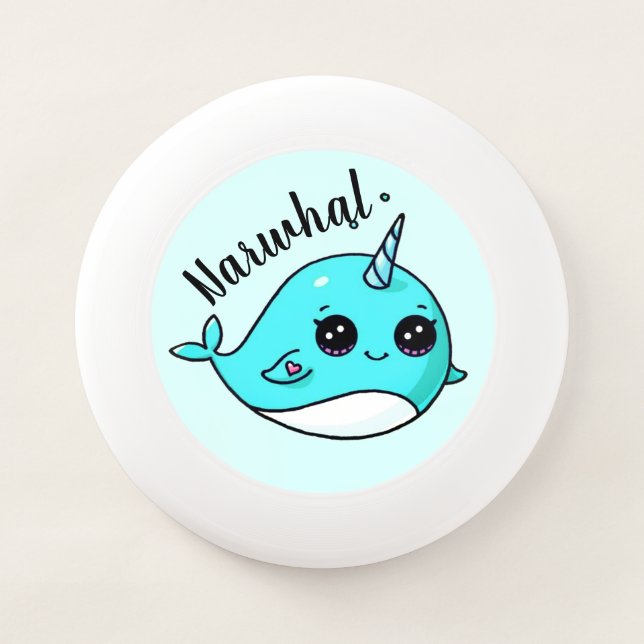Cute Kawaii Narwhal Wham-O Frisbee (Front)