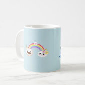 Cute kawaii narwhal with rainbow and sparkle stars coffee mug (Front Left)