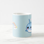 Cute kawaii narwhal with rainbow and sparkle stars coffee mug (Center)