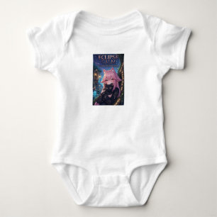 Cute Kawaii Neko Girl & Black Cat Magical Fantasy Baby Bodysuit